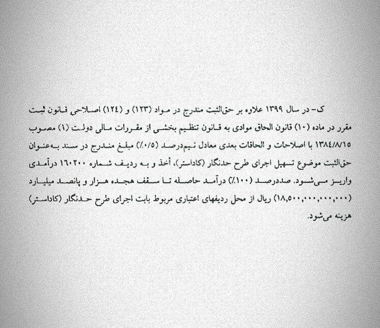 بند ک تبصره 11 قانون بودجه سال 1399 کل کشور